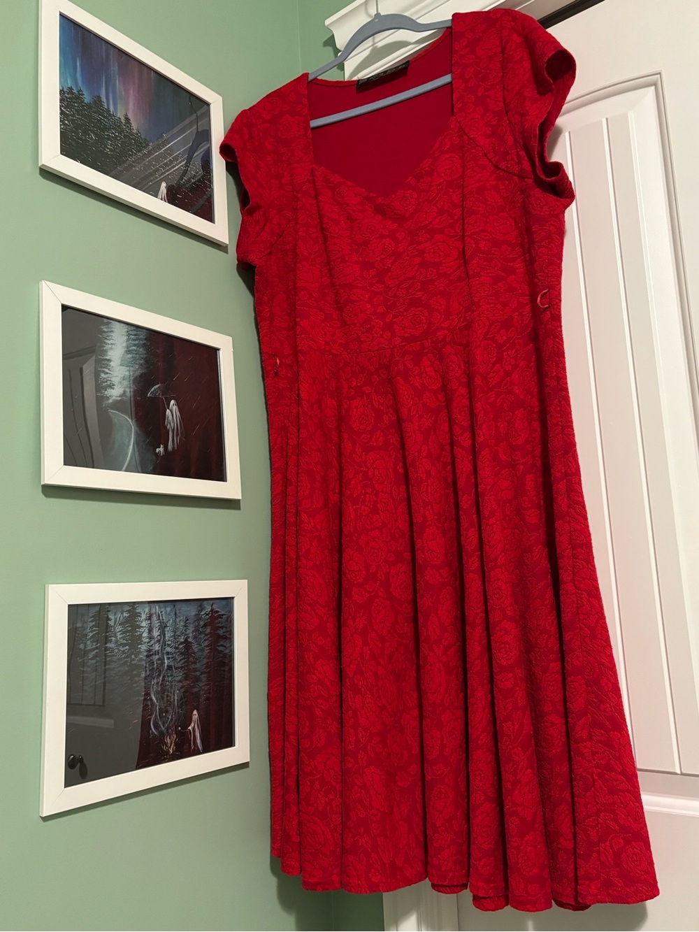 Lindy Bop Midi Dress | Capped Sleeves | Cherry Red | Size 5XL/24